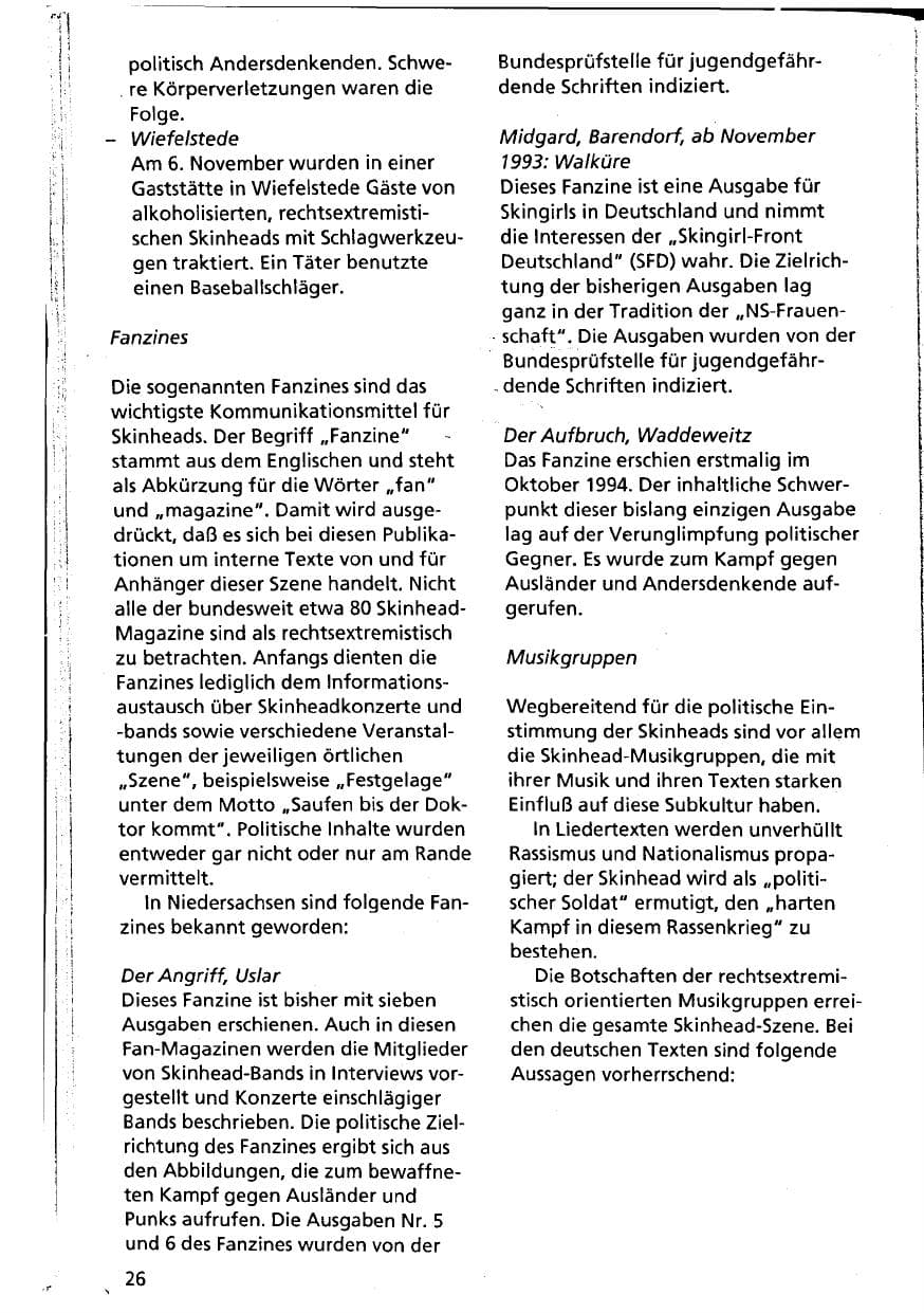 Seite 26 des Verfassungsschutzbericht 1994 Niedersachsen