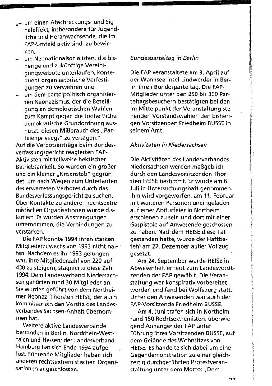 Seite 29 des Verfassungsschutzbericht 1994 Niedersachsen