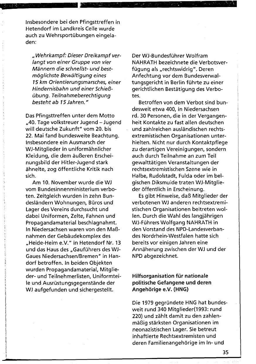 Seite 35 des Verfassungsschutzbericht 1994 Niedersachsen