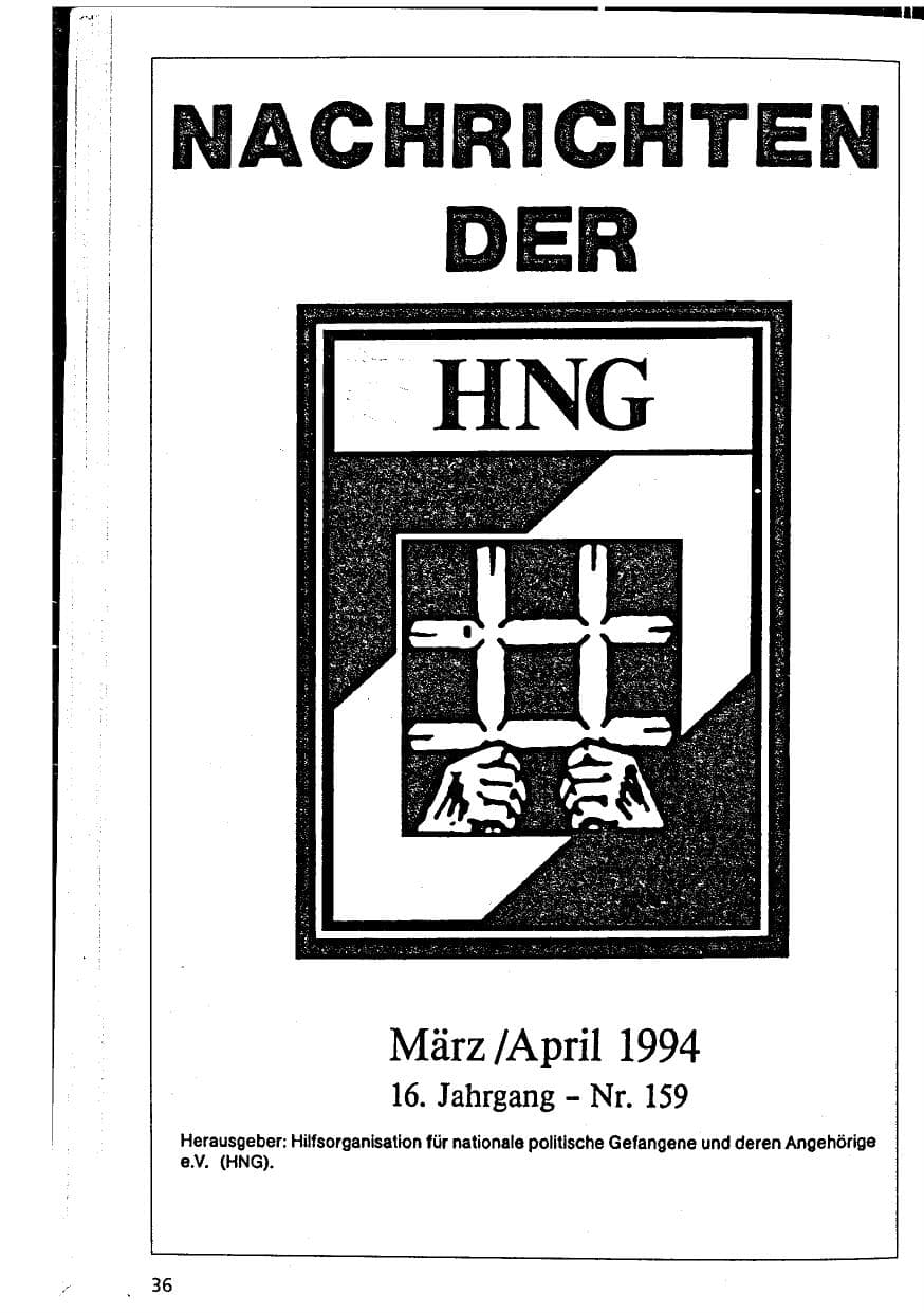 Seite 36 des Verfassungsschutzbericht 1994 Niedersachsen