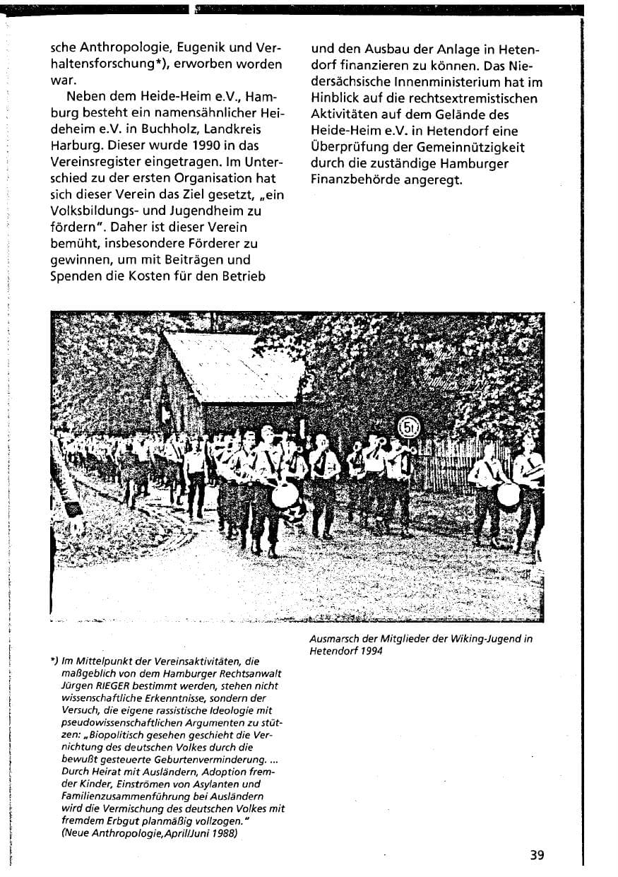 Seite 39 des Verfassungsschutzbericht 1994 Niedersachsen