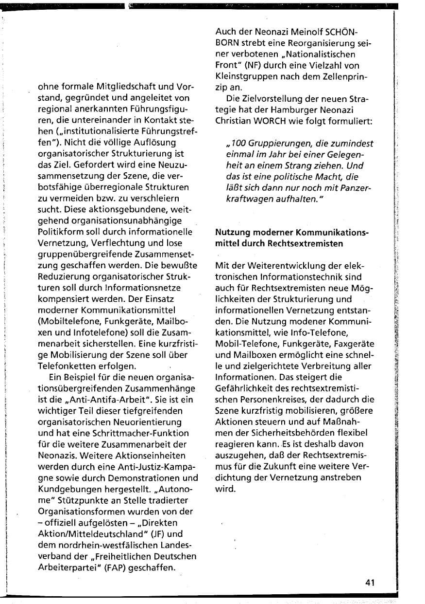 Seite 41 des Verfassungsschutzbericht 1994 Niedersachsen