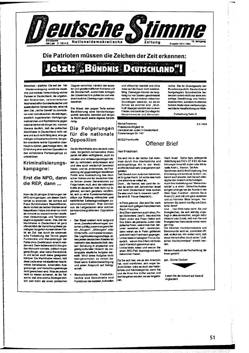 Seite 51 des Verfassungsschutzbericht 1994 Niedersachsen