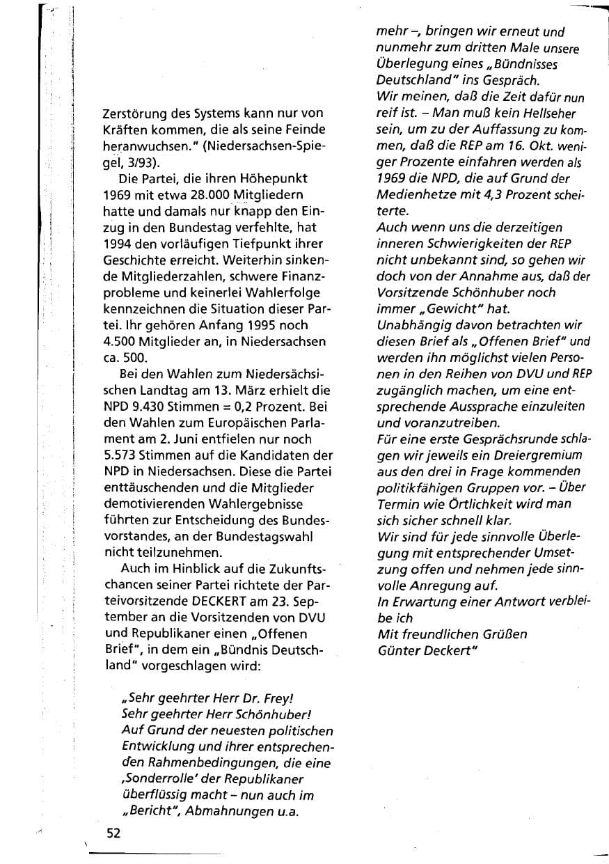 Seite 52 des Verfassungsschutzbericht 1994 Niedersachsen