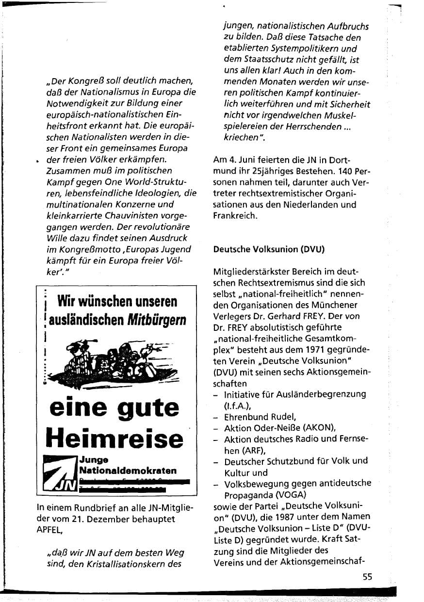 Seite 55 des Verfassungsschutzbericht 1994 Niedersachsen