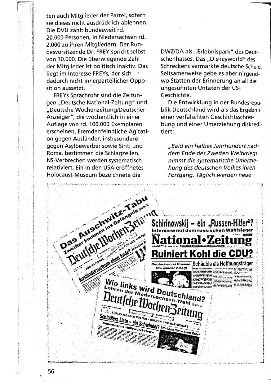 Seite 56 des Verfassungsschutzbericht 1994 Niedersachsen