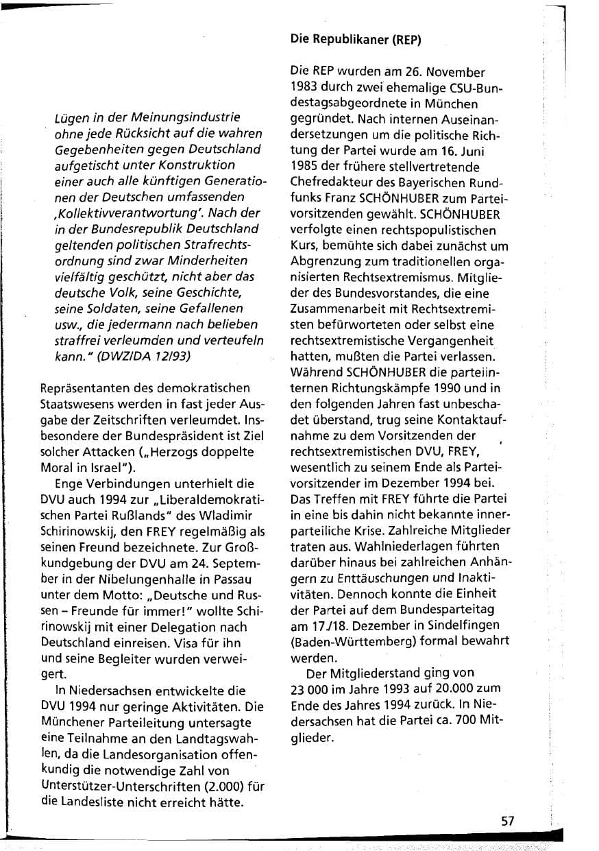 Seite 57 des Verfassungsschutzbericht 1994 Niedersachsen
