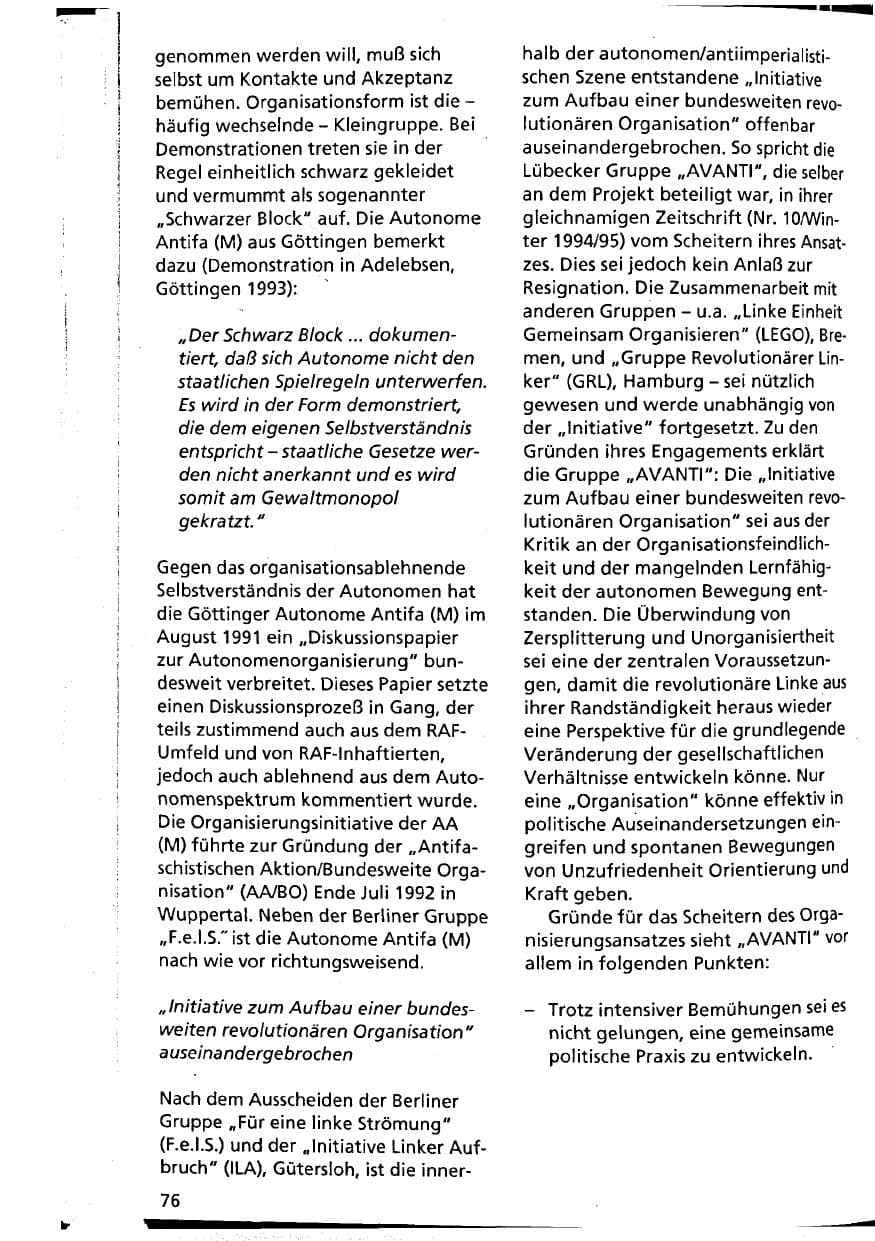Seite 76 des Verfassungsschutzbericht 1994 Niedersachsen