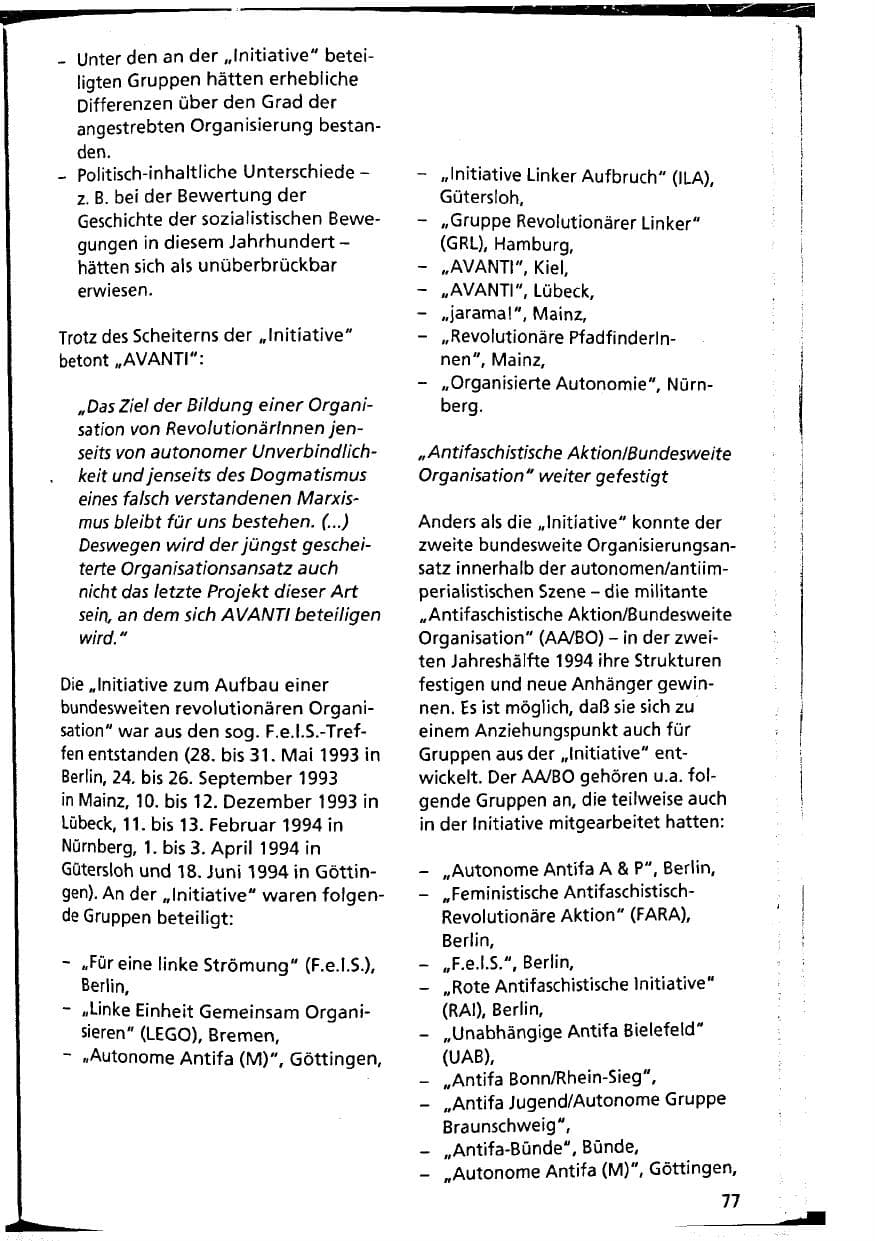 Seite 77 des Verfassungsschutzbericht 1994 Niedersachsen