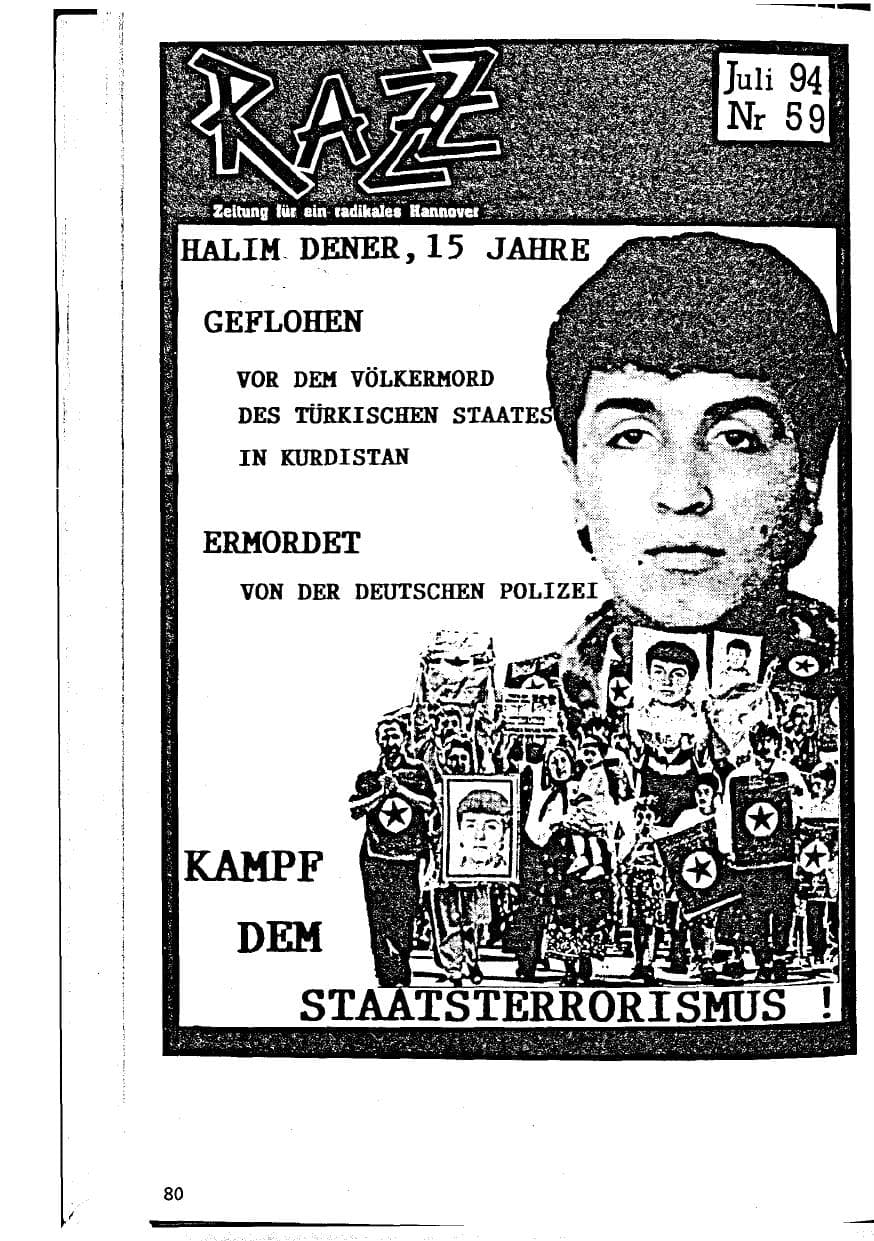 Seite 80 des Verfassungsschutzbericht 1994 Niedersachsen