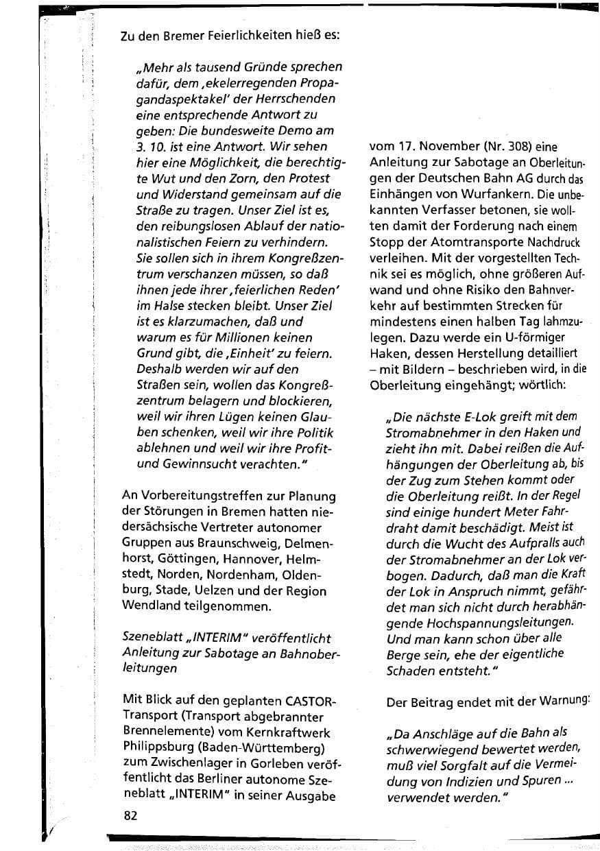 Seite 82 des Verfassungsschutzbericht 1994 Niedersachsen