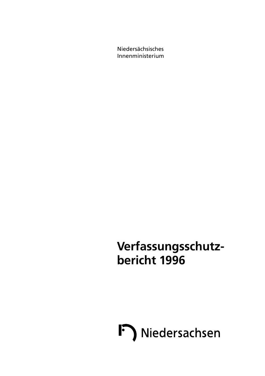 Seite 1 des Verfassungsschutzbericht 1996 Niedersachsen
