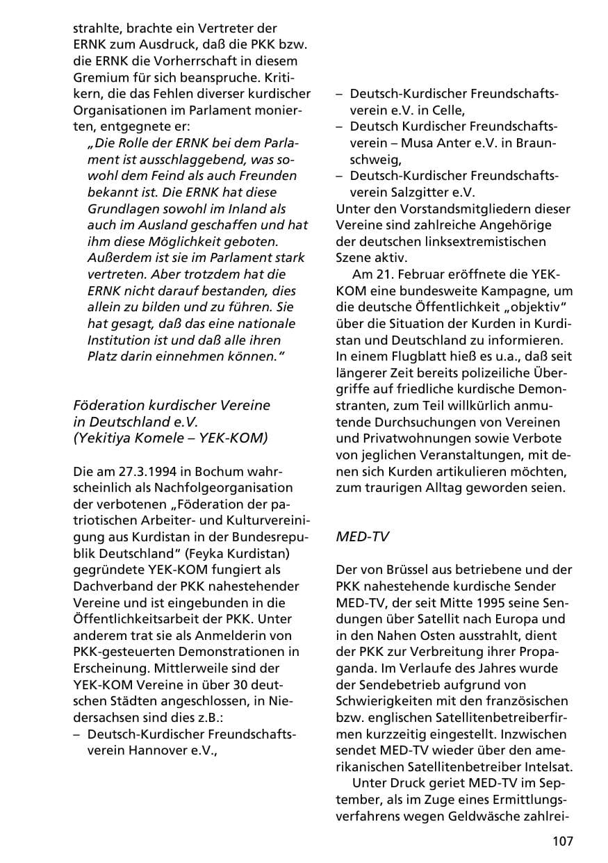 Seite 106 des Verfassungsschutzbericht 1996 Niedersachsen