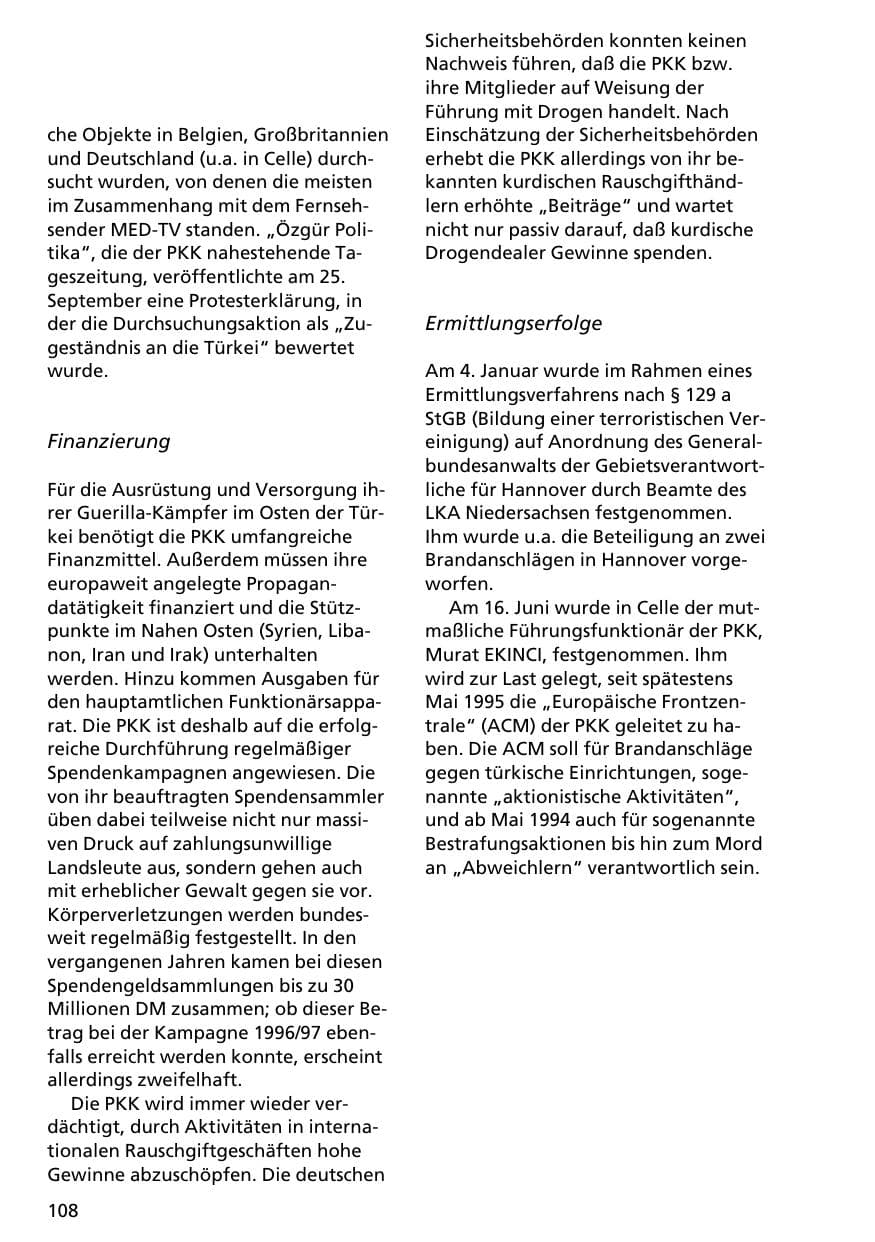 Seite 107 des Verfassungsschutzbericht 1996 Niedersachsen