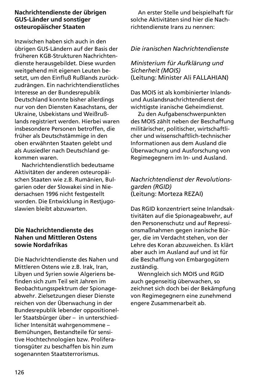 Seite 125 des Verfassungsschutzbericht 1996 Niedersachsen