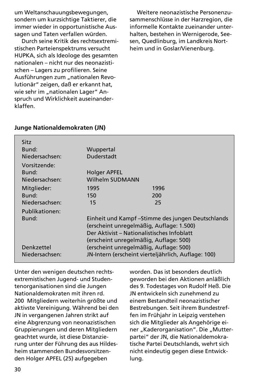 Seite 29 des Verfassungsschutzbericht 1996 Niedersachsen