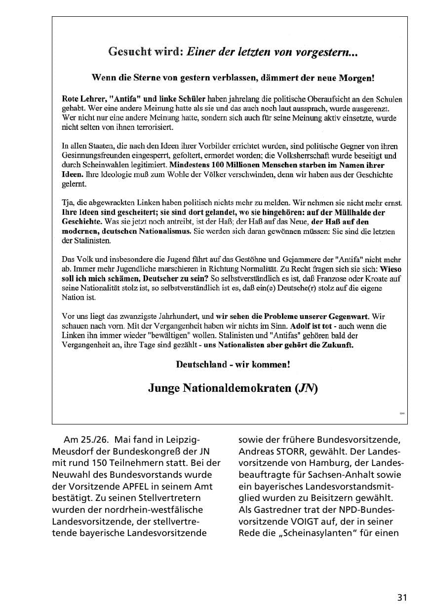 Seite 30 des Verfassungsschutzbericht 1996 Niedersachsen