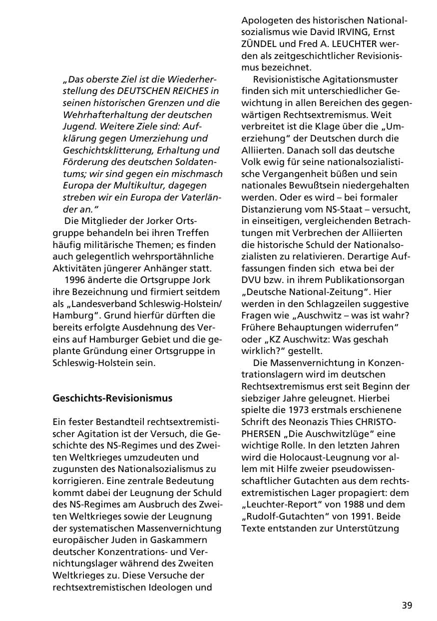 Seite 38 des Verfassungsschutzbericht 1996 Niedersachsen