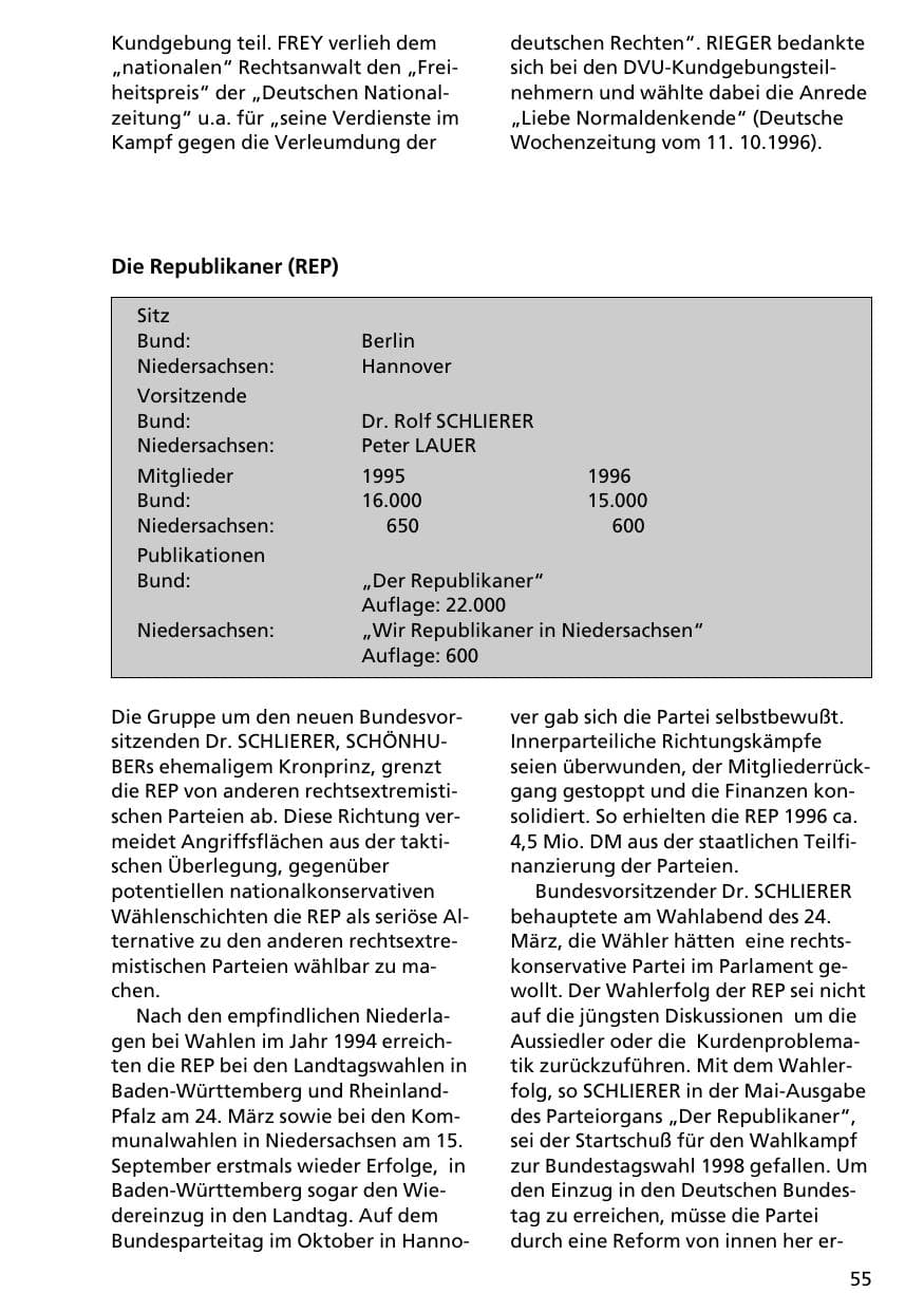 Seite 54 des Verfassungsschutzbericht 1996 Niedersachsen