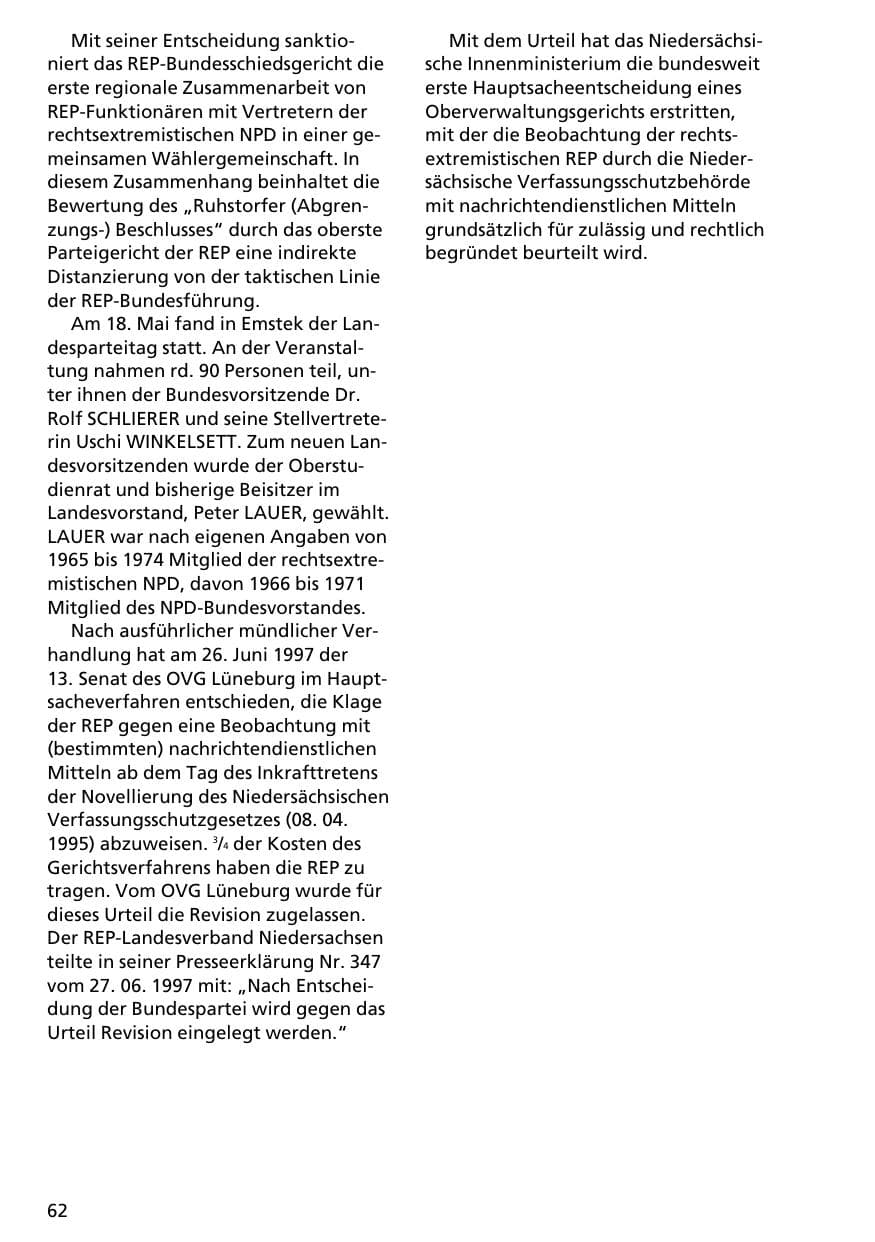 Seite 61 des Verfassungsschutzbericht 1996 Niedersachsen