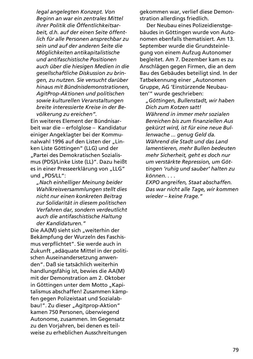Seite 78 des Verfassungsschutzbericht 1996 Niedersachsen