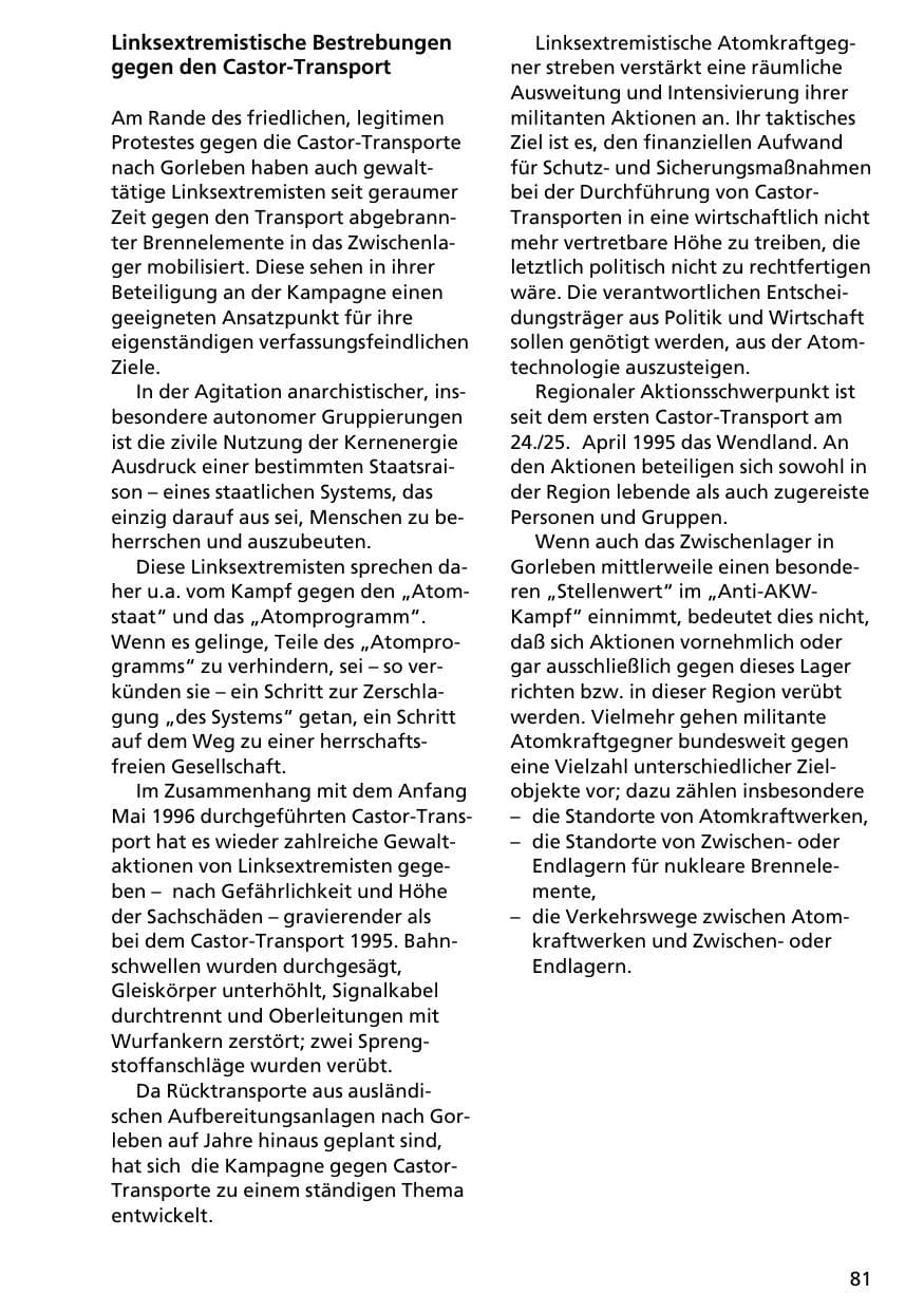 Seite 80 des Verfassungsschutzbericht 1996 Niedersachsen