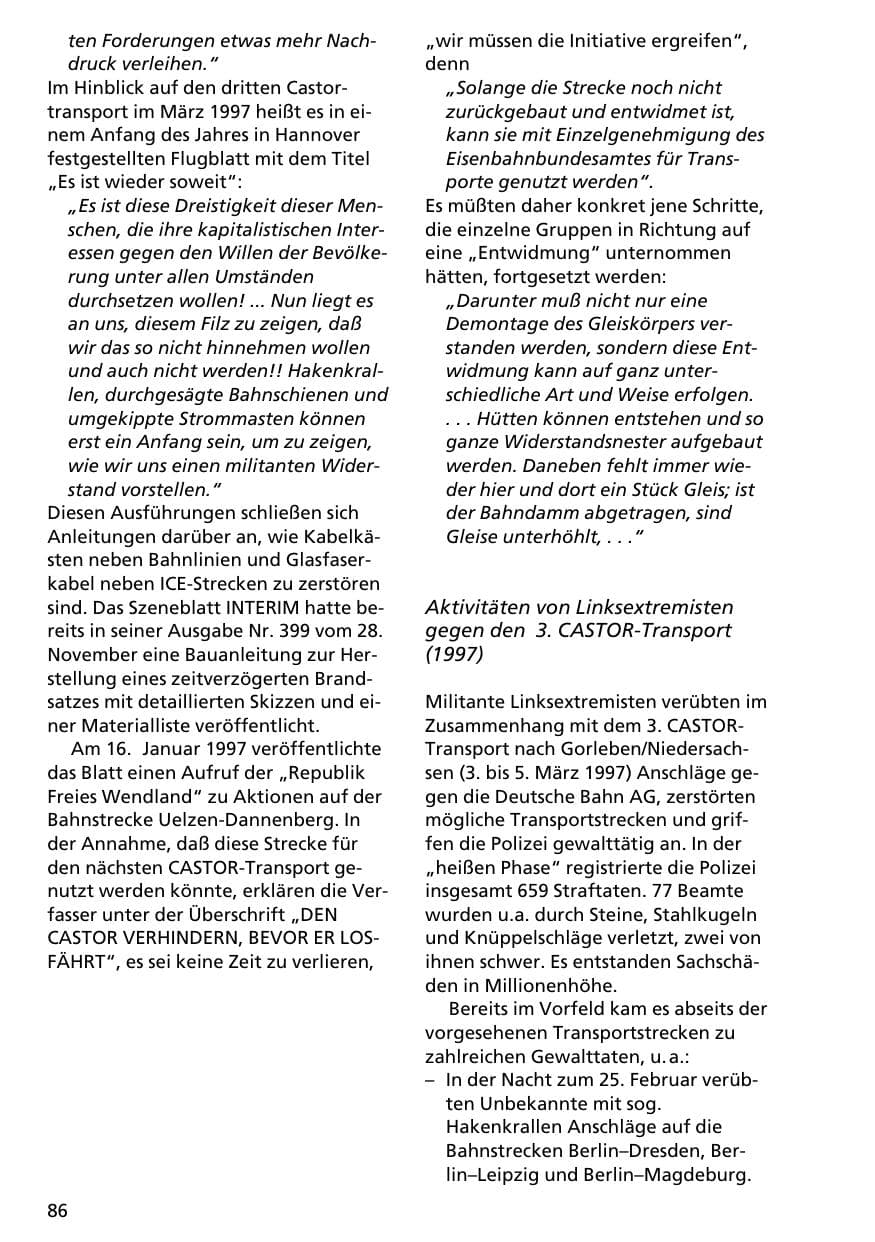 Seite 85 des Verfassungsschutzbericht 1996 Niedersachsen