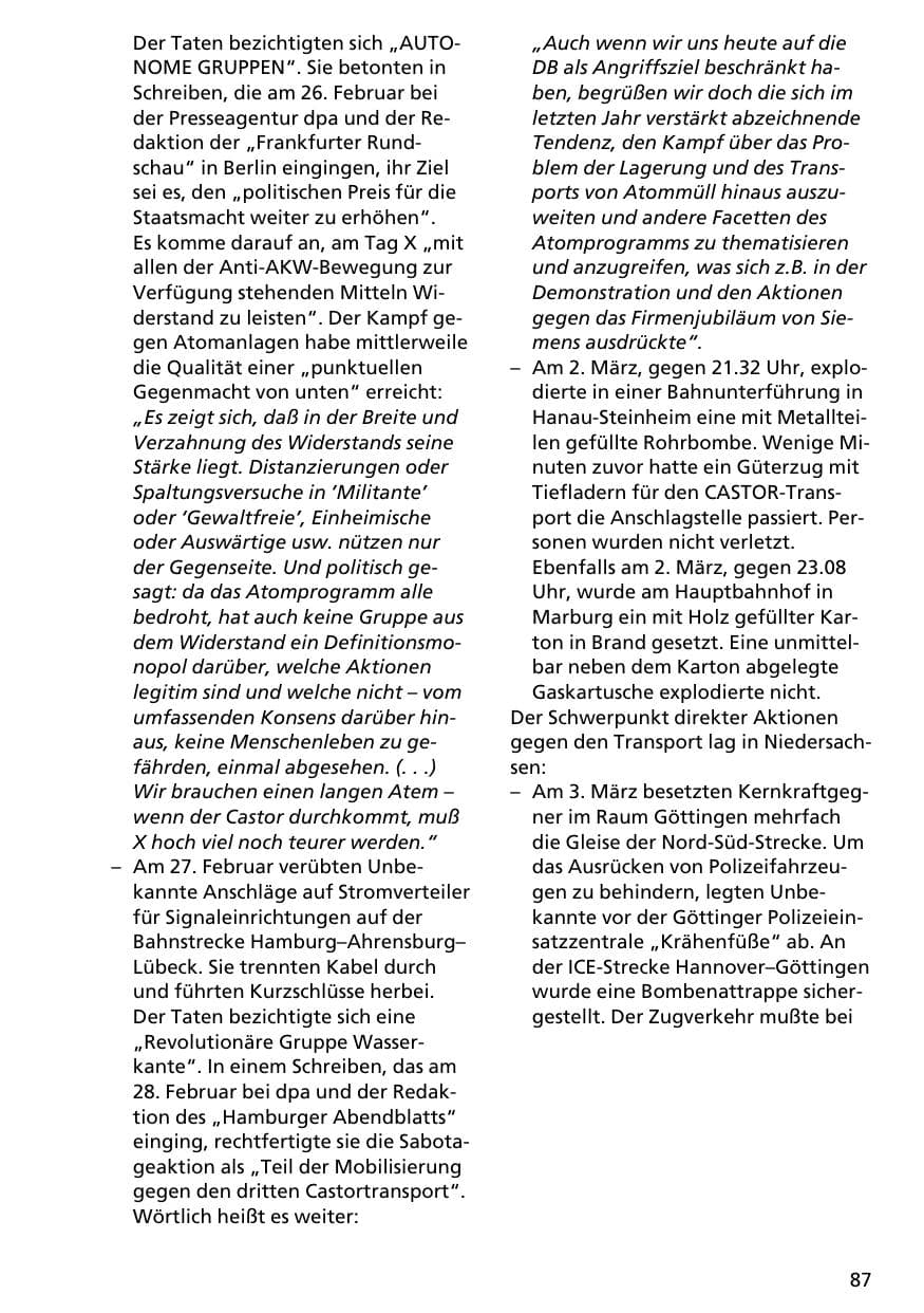 Seite 86 des Verfassungsschutzbericht 1996 Niedersachsen