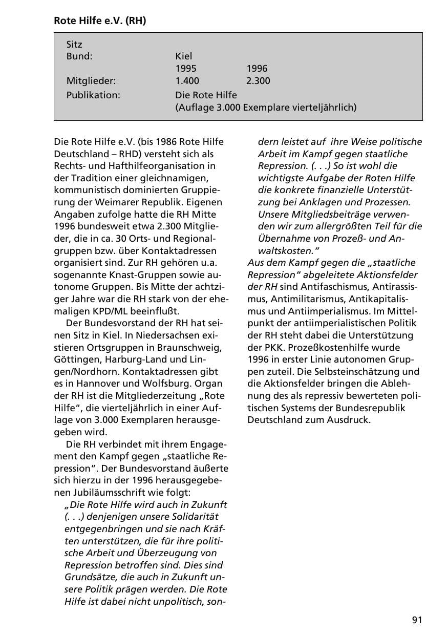 Seite 90 des Verfassungsschutzbericht 1996 Niedersachsen