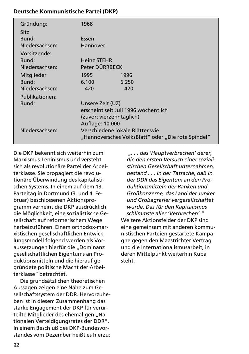Seite 91 des Verfassungsschutzbericht 1996 Niedersachsen