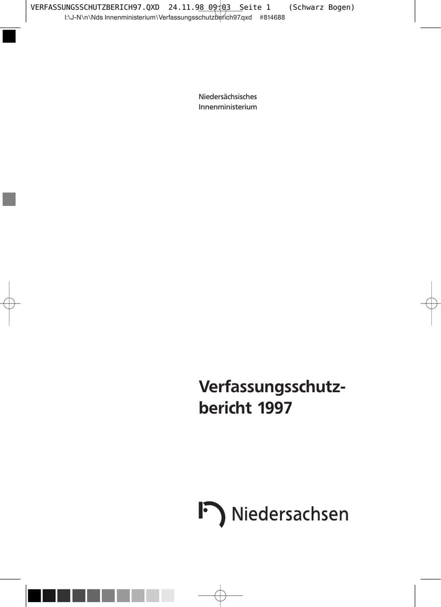 Seite 1 des Verfassungsschutzbericht 1997 Niedersachsen