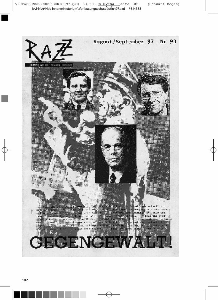 Seite 102 des Verfassungsschutzbericht 1997 Niedersachsen