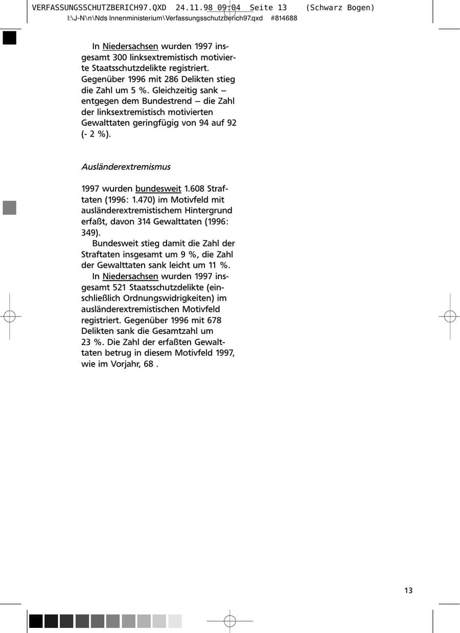 Seite 13 des Verfassungsschutzbericht 1997 Niedersachsen