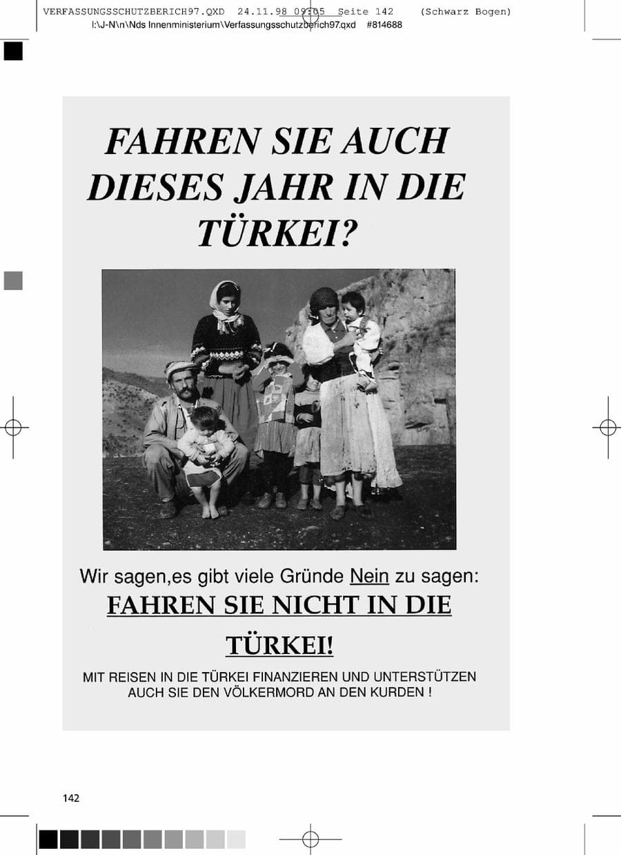 Seite 142 des Verfassungsschutzbericht 1997 Niedersachsen