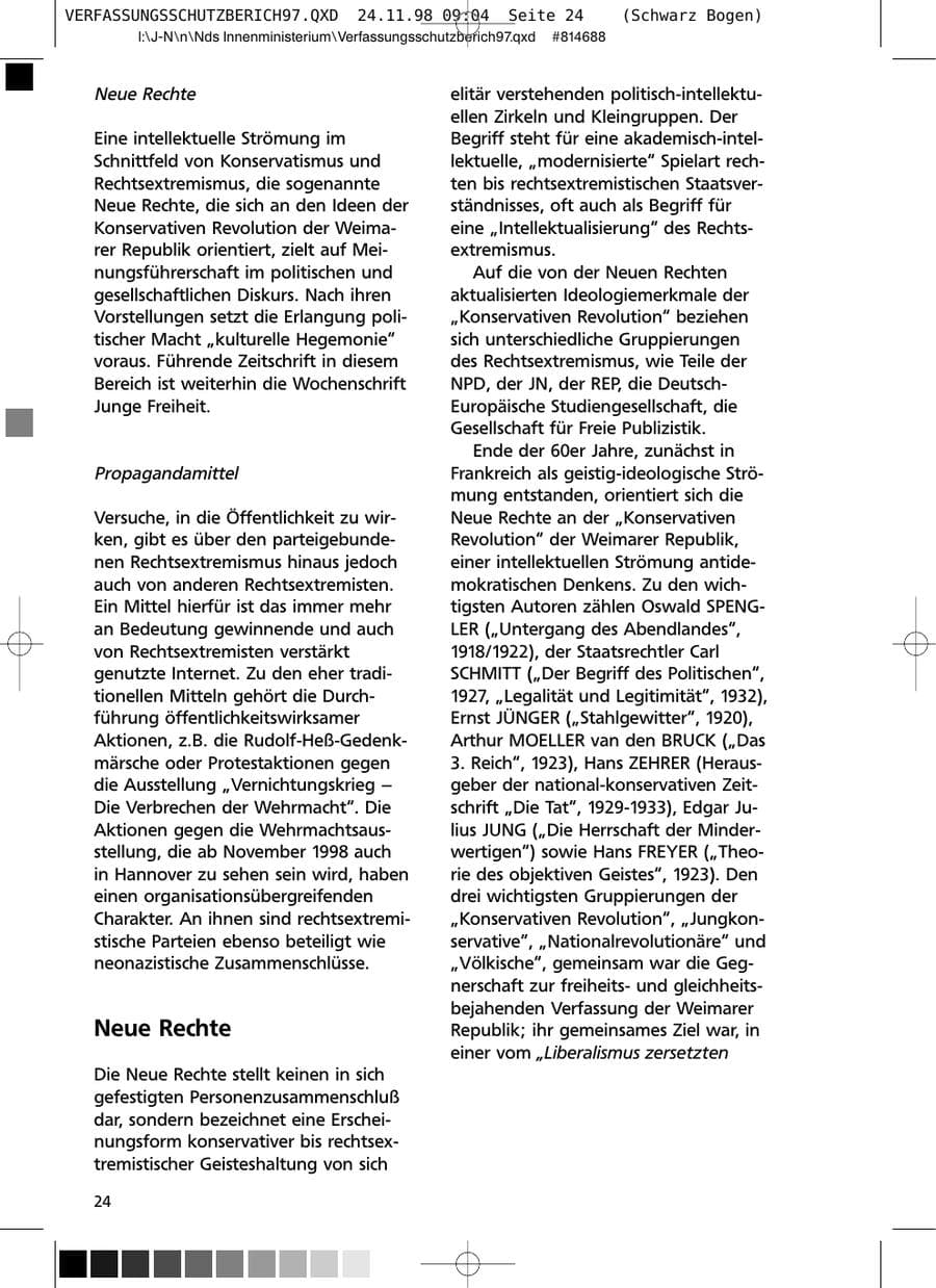 Seite 24 des Verfassungsschutzbericht 1997 Niedersachsen
