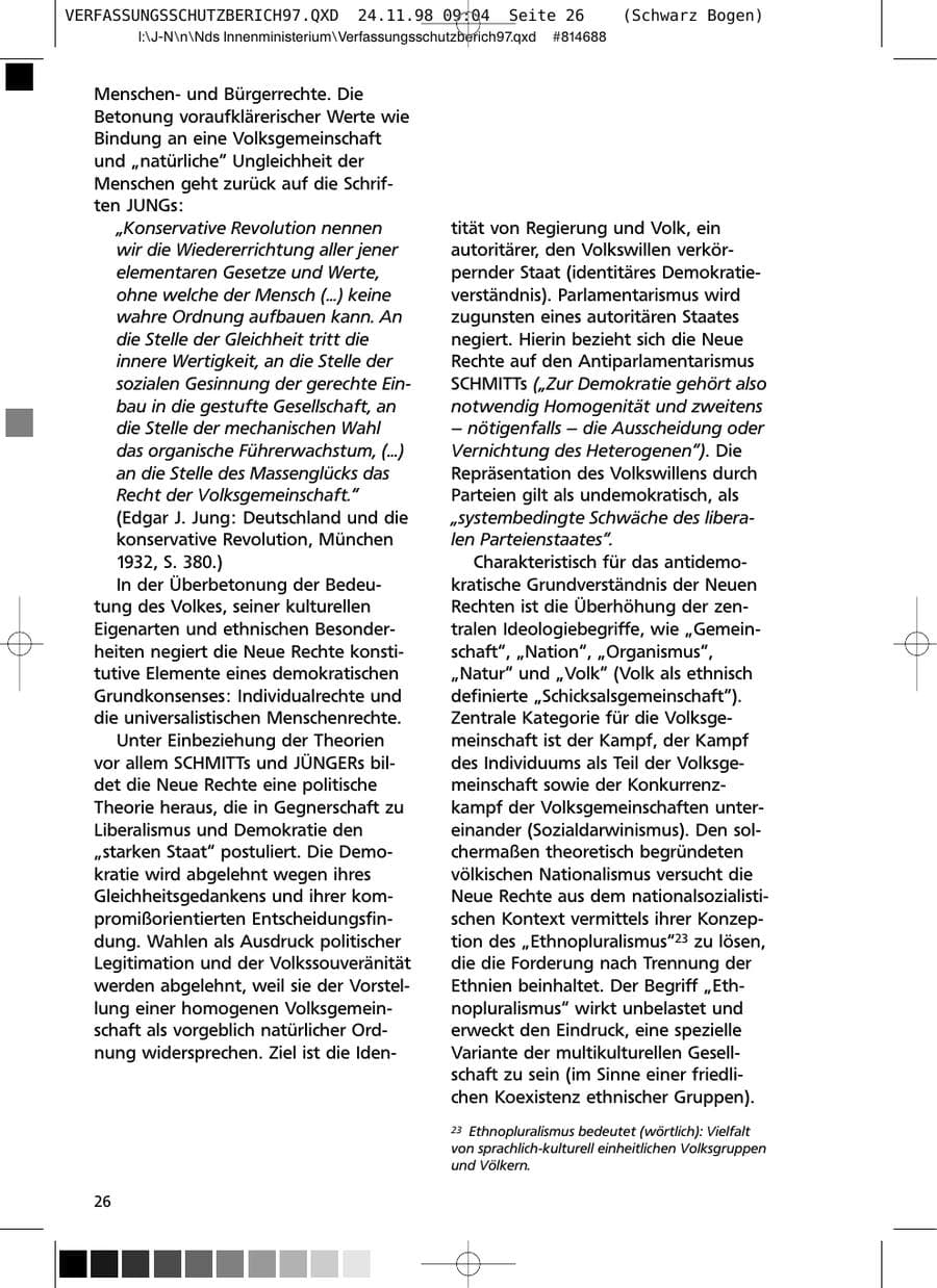 Seite 26 des Verfassungsschutzbericht 1997 Niedersachsen