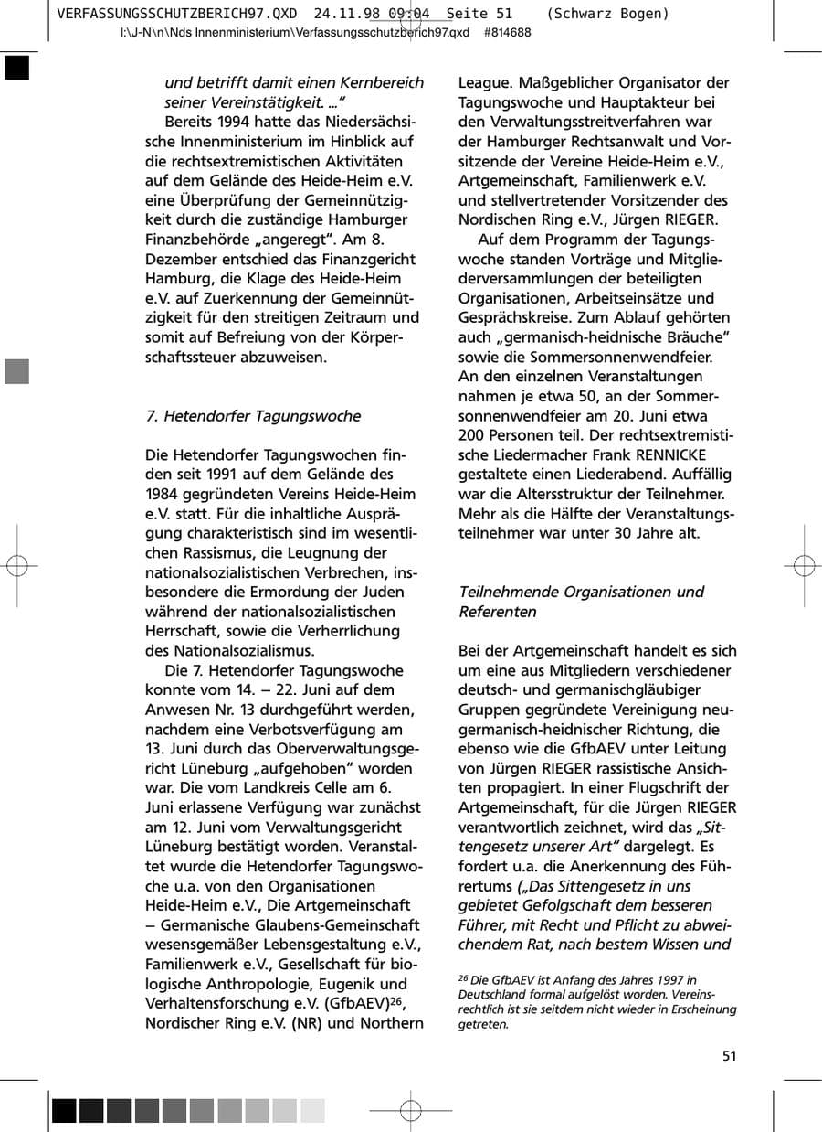 Seite 51 des Verfassungsschutzbericht 1997 Niedersachsen