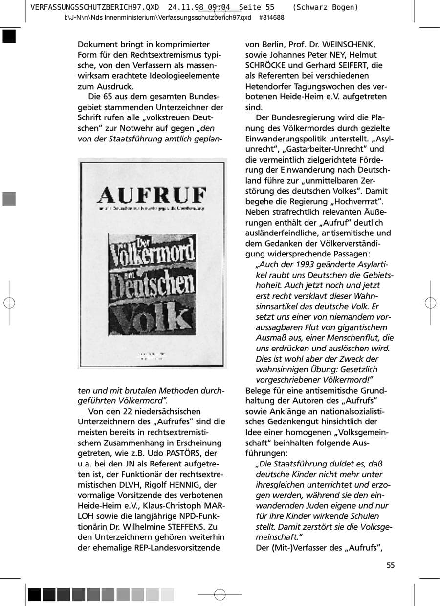 Seite 55 des Verfassungsschutzbericht 1997 Niedersachsen