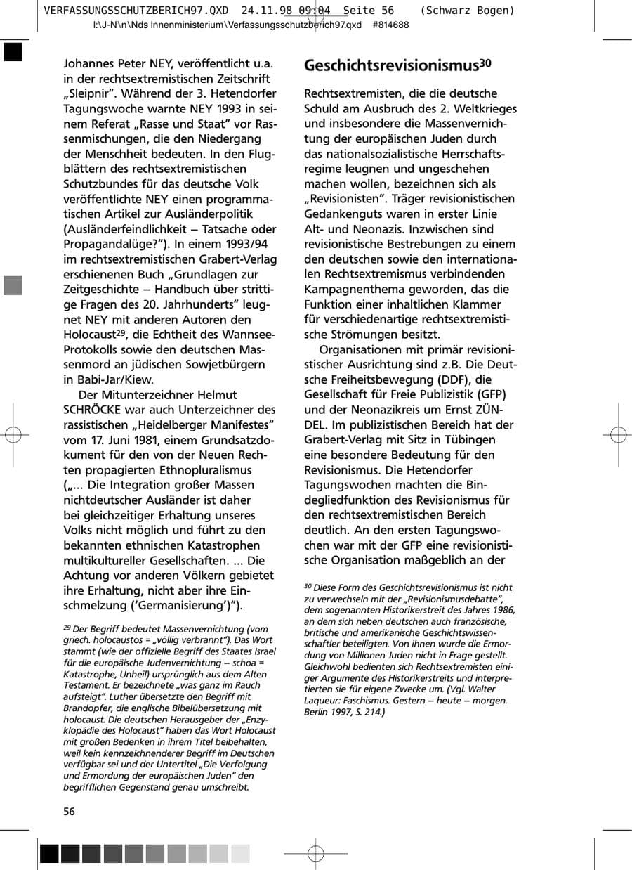 Seite 56 des Verfassungsschutzbericht 1997 Niedersachsen