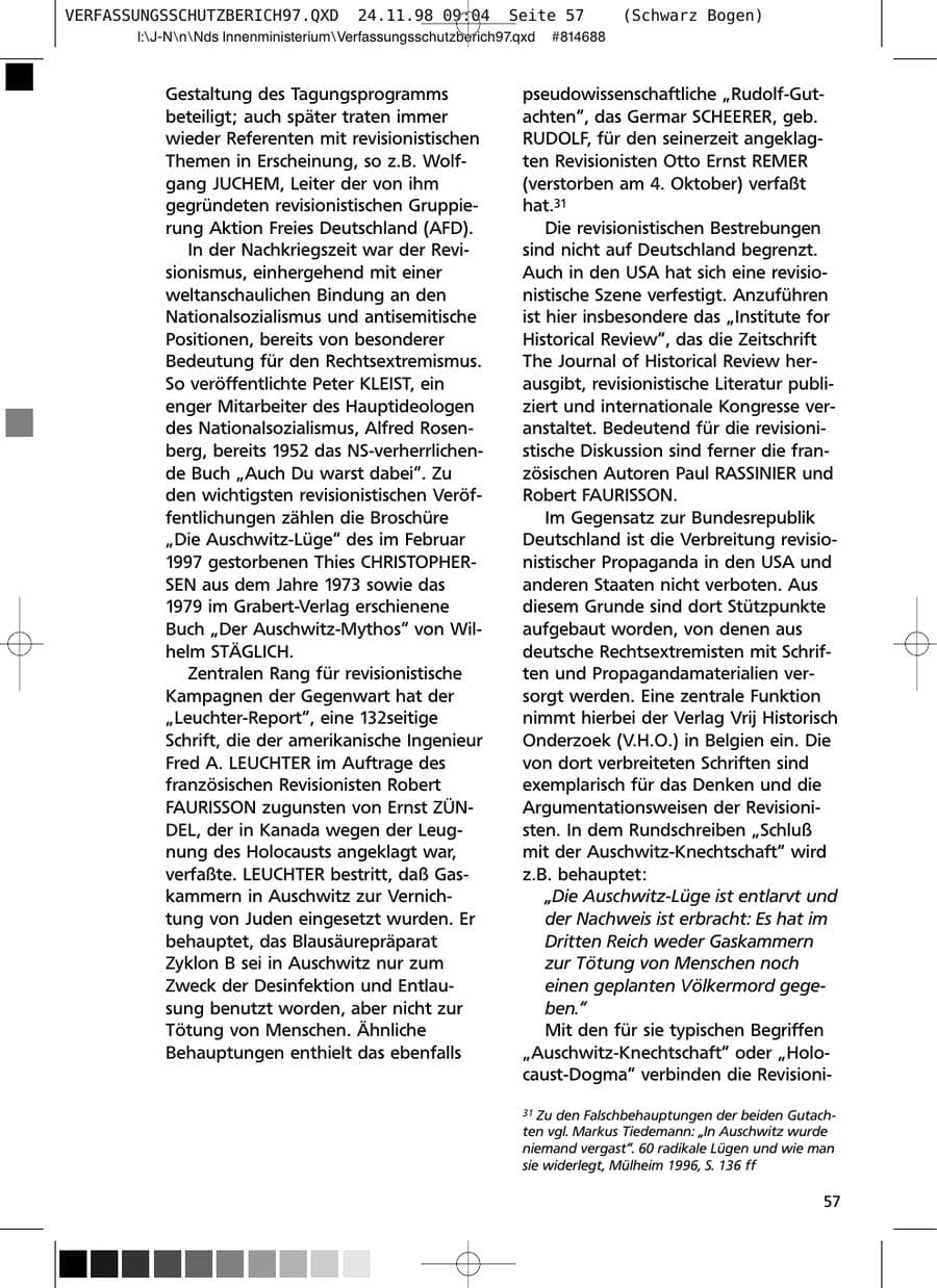 Seite 57 des Verfassungsschutzbericht 1997 Niedersachsen