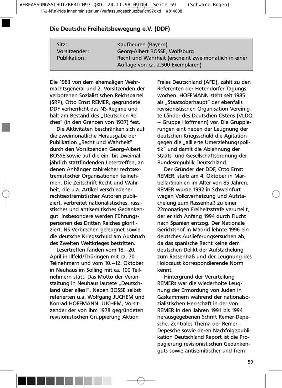 Seite 59 des Verfassungsschutzbericht 1997 Niedersachsen