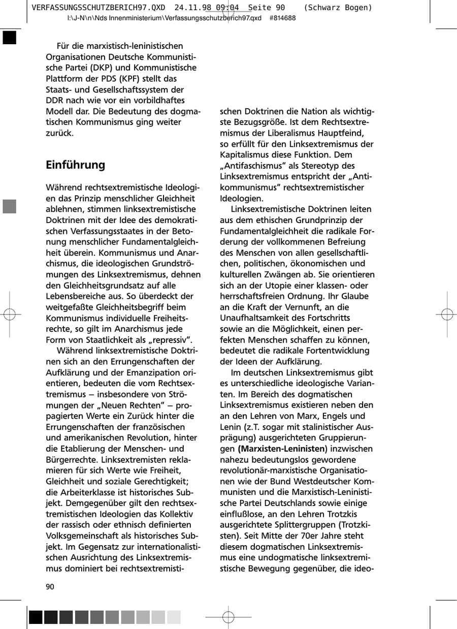 Seite 90 des Verfassungsschutzbericht 1997 Niedersachsen