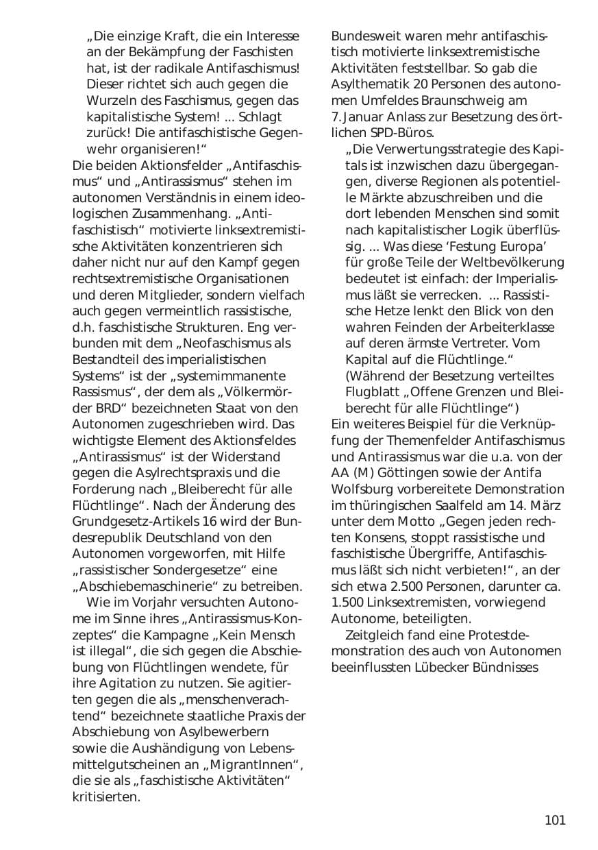 Seite 101 des Verfassungsschutzbericht 1998 Niedersachsen