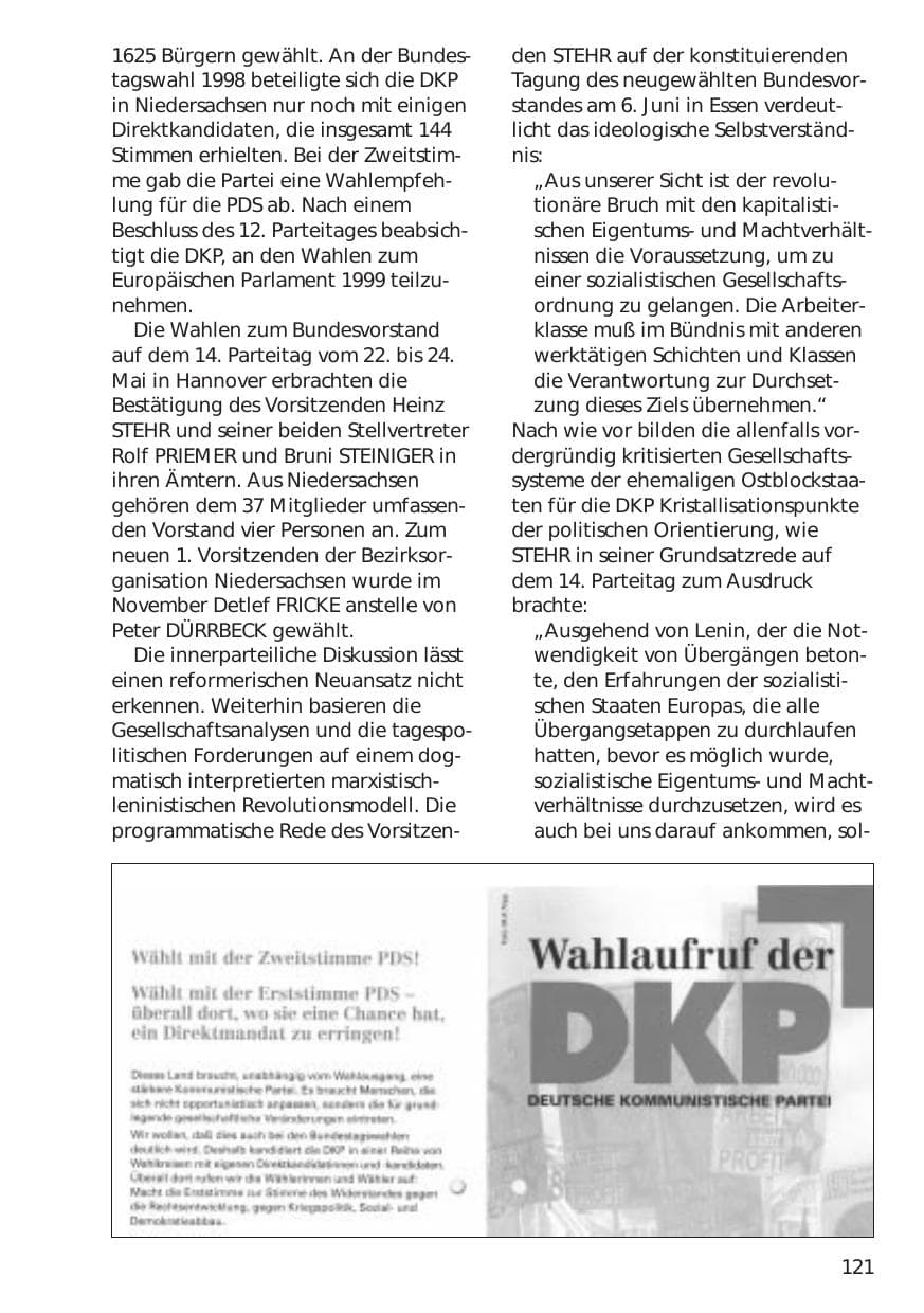 Seite 121 des Verfassungsschutzbericht 1998 Niedersachsen