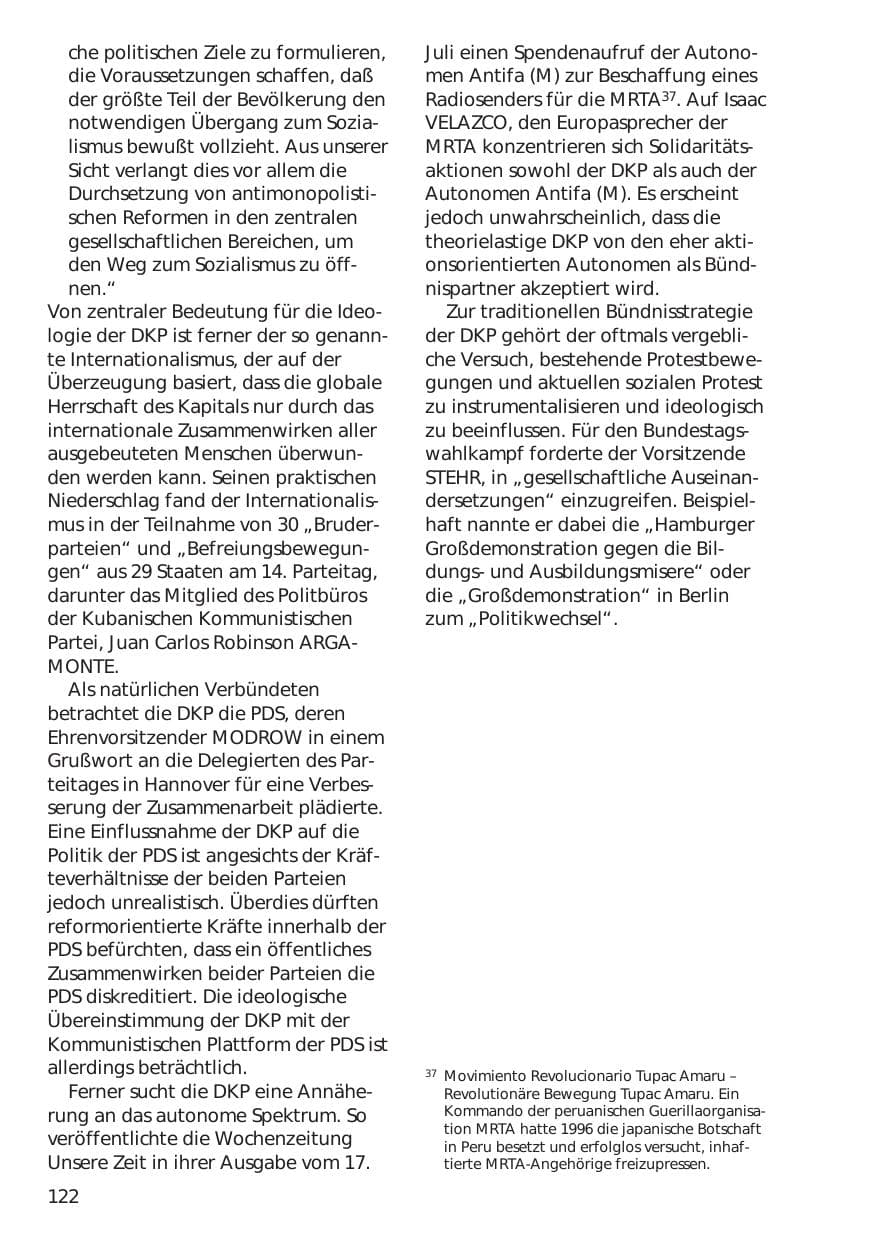 Seite 122 des Verfassungsschutzbericht 1998 Niedersachsen