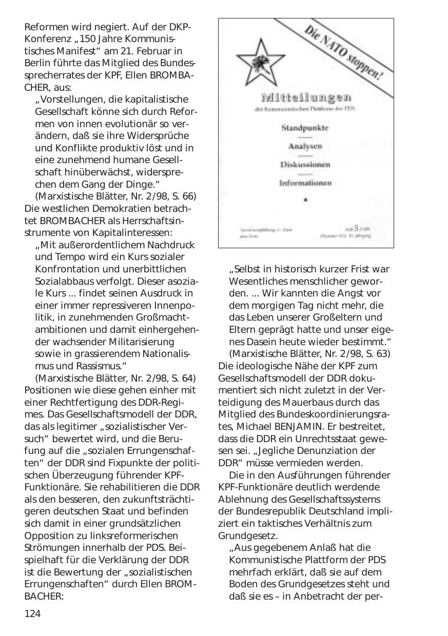 Seite 124 des Verfassungsschutzbericht 1998 Niedersachsen