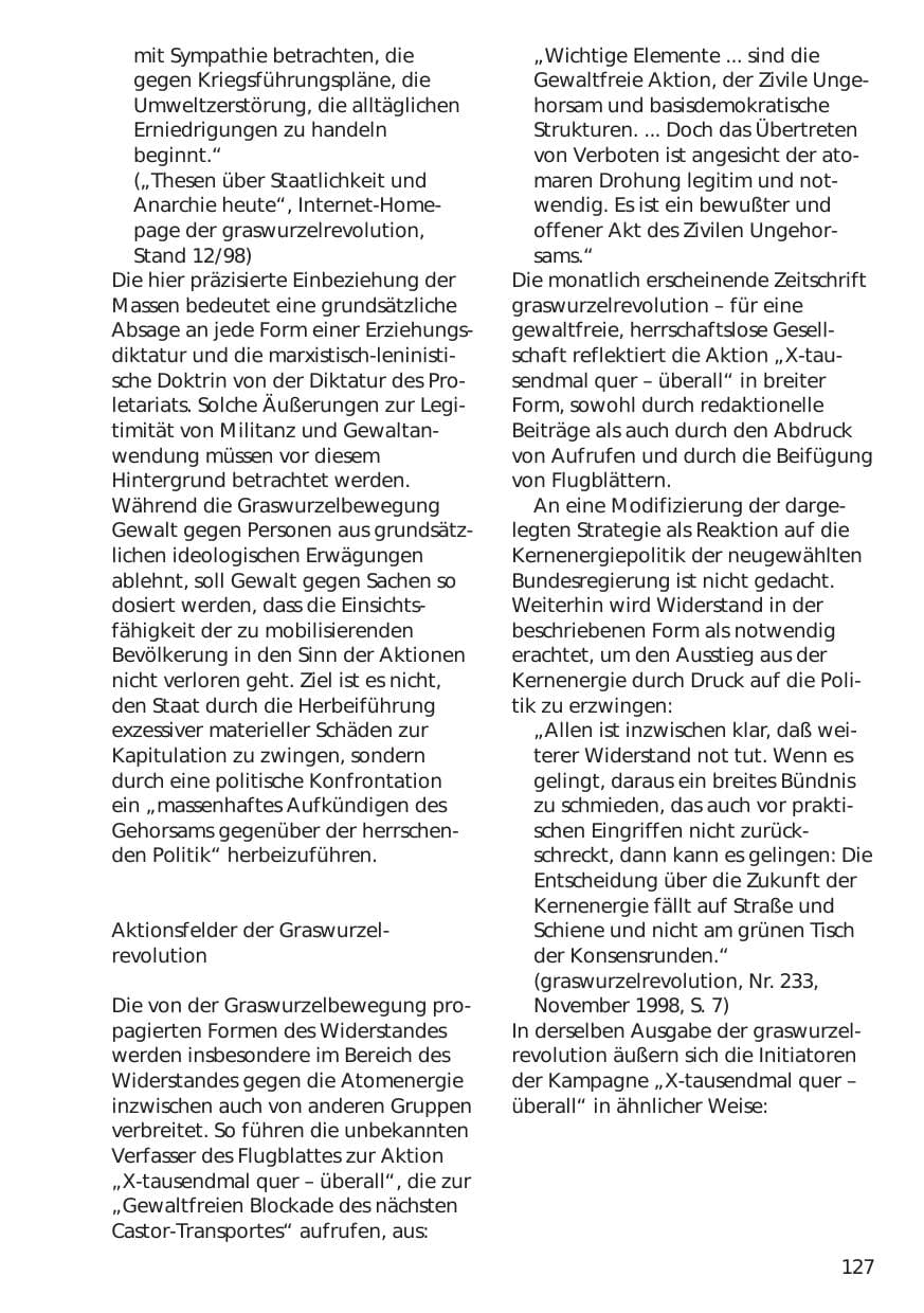 Seite 127 des Verfassungsschutzbericht 1998 Niedersachsen