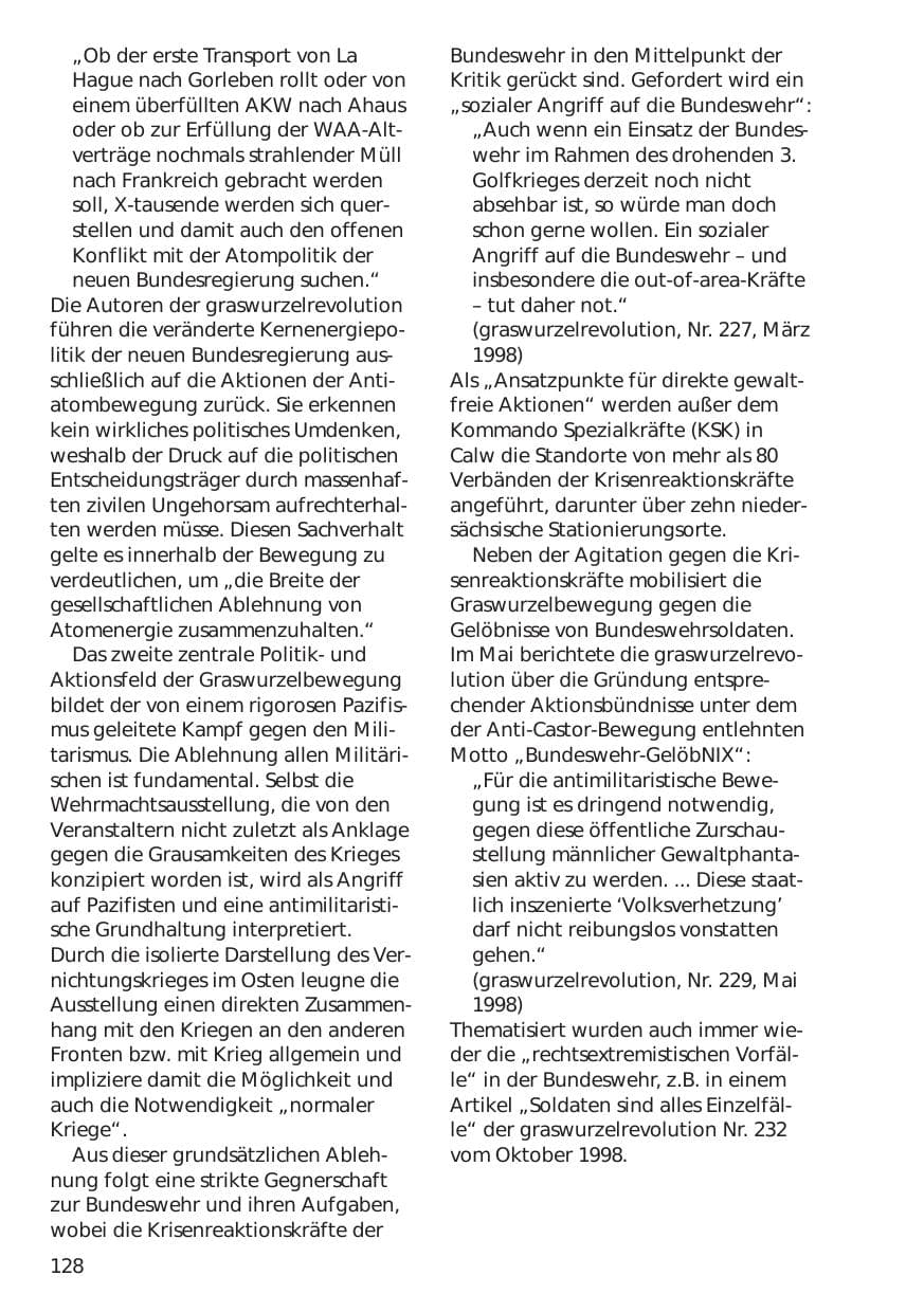 Seite 128 des Verfassungsschutzbericht 1998 Niedersachsen