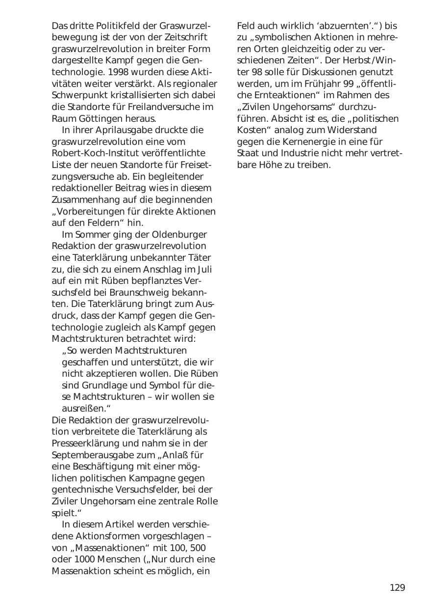 Seite 129 des Verfassungsschutzbericht 1998 Niedersachsen