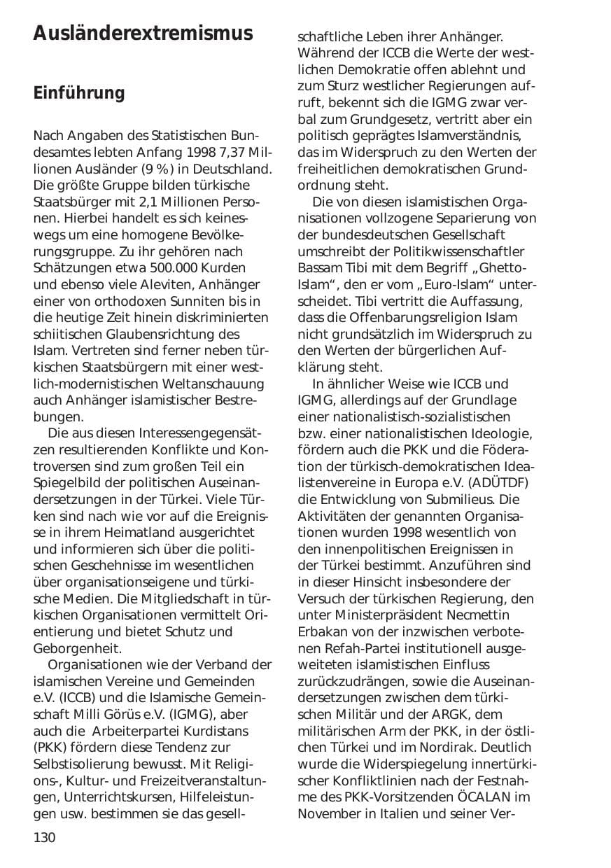 Seite 130 des Verfassungsschutzbericht 1998 Niedersachsen